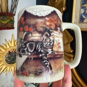 Vintage Otagiri Kitty Cat Floral Mug